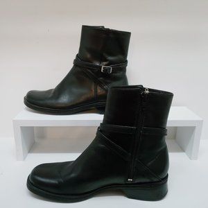 Clarks Woman's Ankle Boots W/ Buckle Side Zip Up Closure Black Dressy Casual Wor